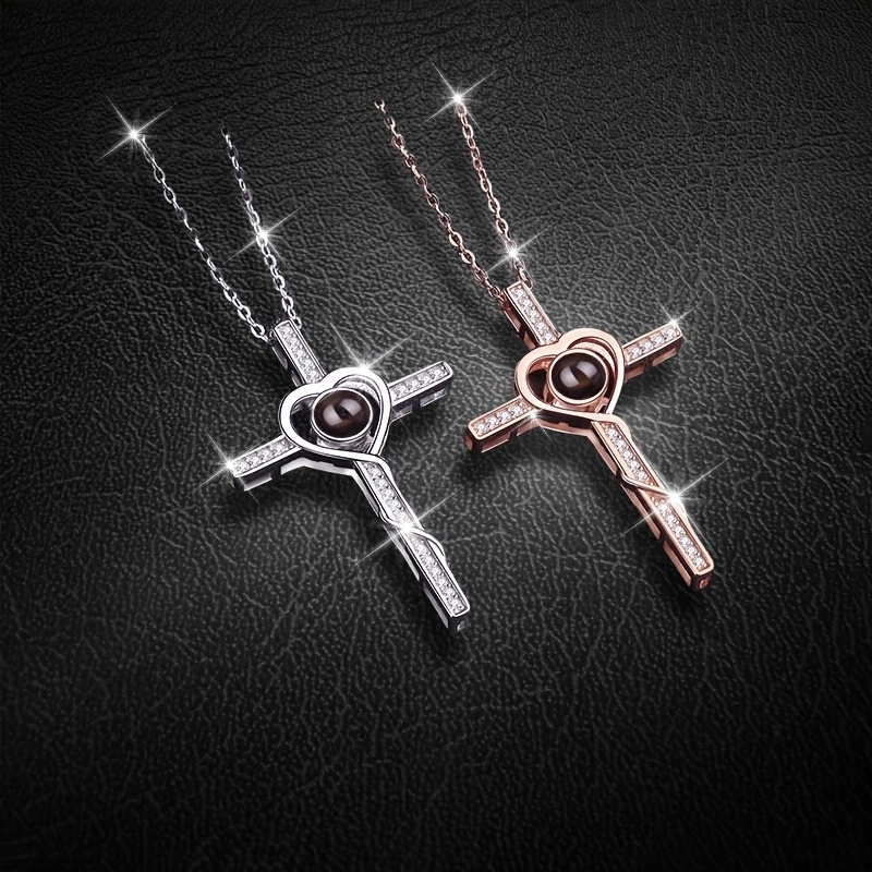 Customized Projection Copper Necklace Love Cross Pendant